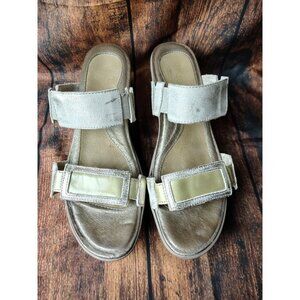 NAOT Silver LEATHER DRESS SANDALS SHOES WEDGE HEELS WOMENS SZ 9 9.5 EU 40